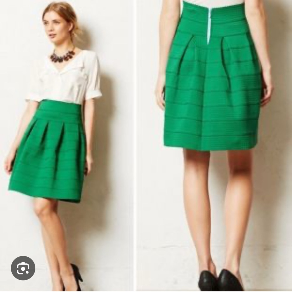 Anthropologie green ponte bell skirt